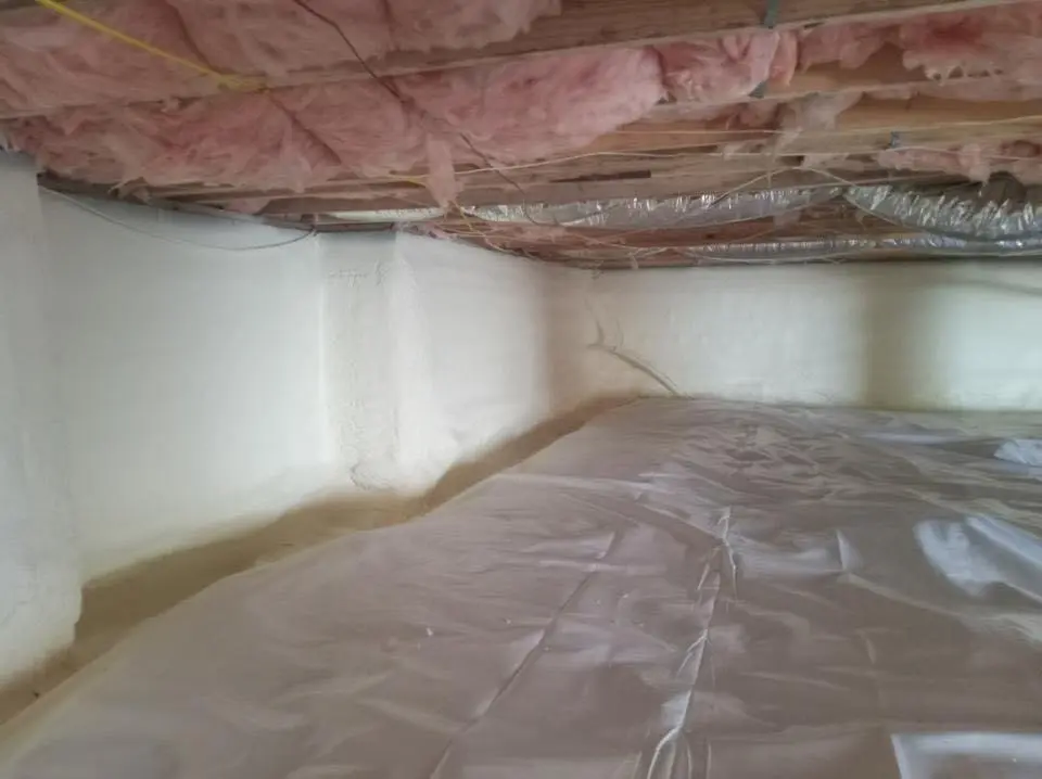 Crawl space encapsulation with closed-cell spray foam for Spray Foam Roofing in New Burlington